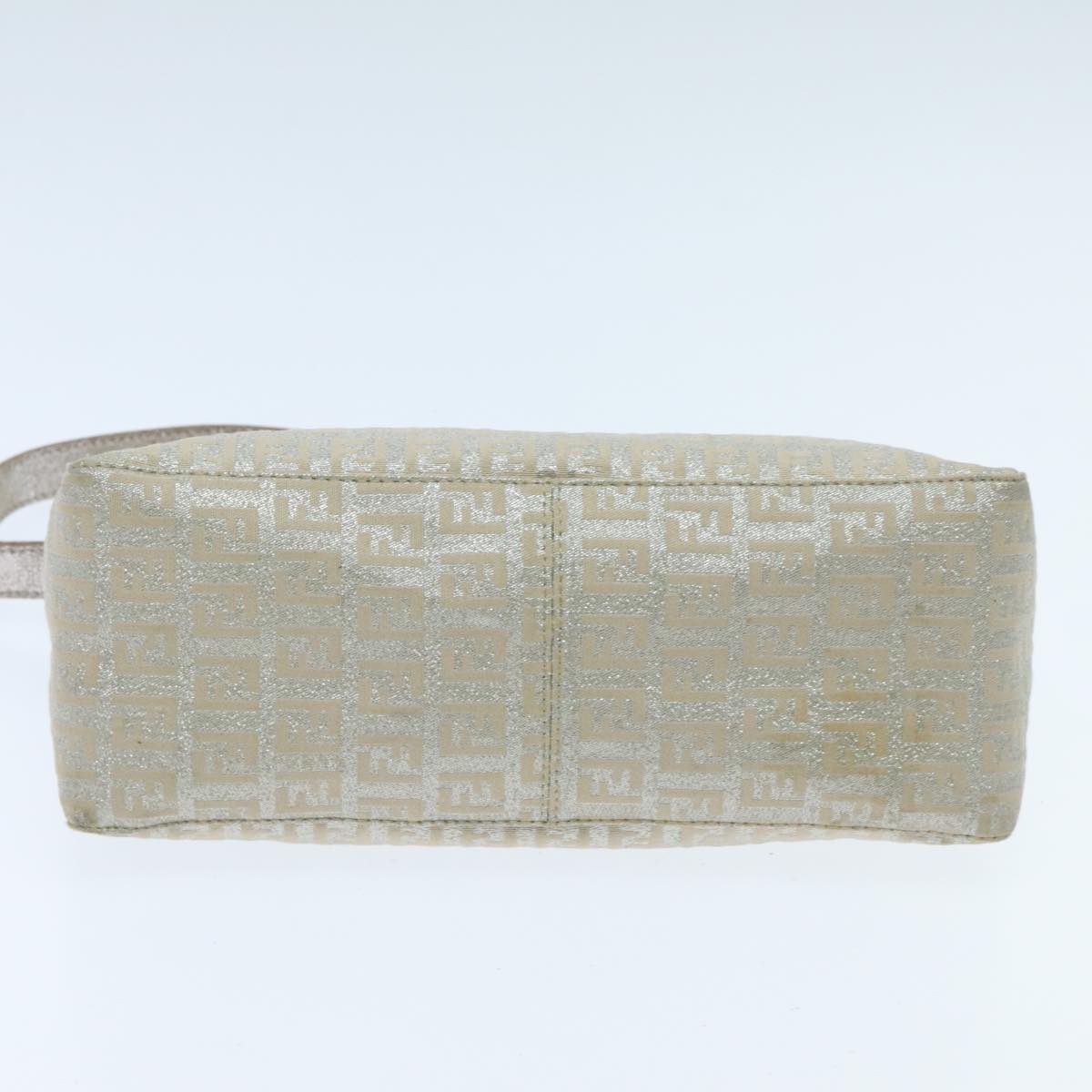 FENDI Zucchino Canvas Shoulder Bag Beige Gold 94187