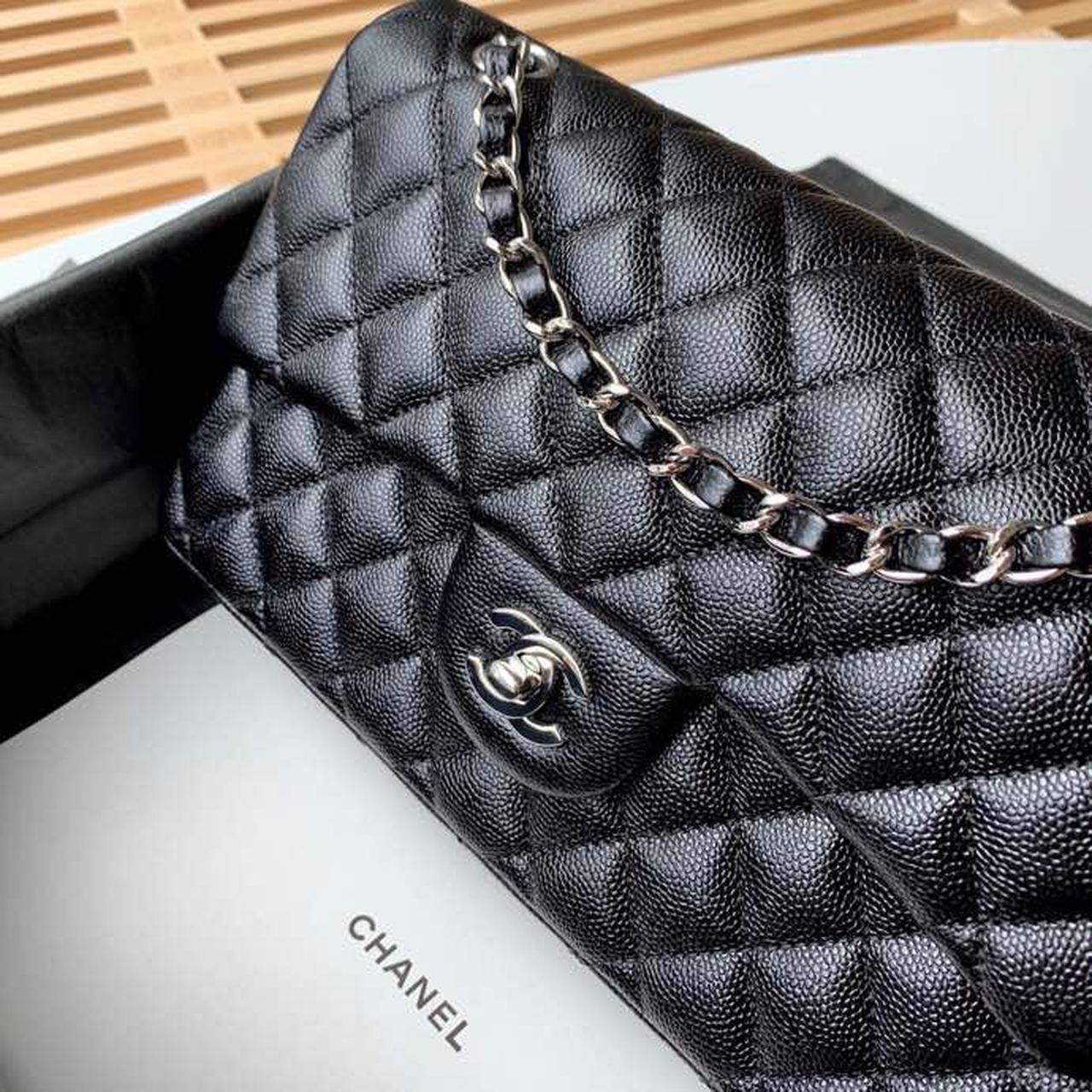 CHL Classic Handbag Silver Hardware Black For Women, Women’s Bags, Shoulder And Crossbody Bags 10.2in/26cm A01112