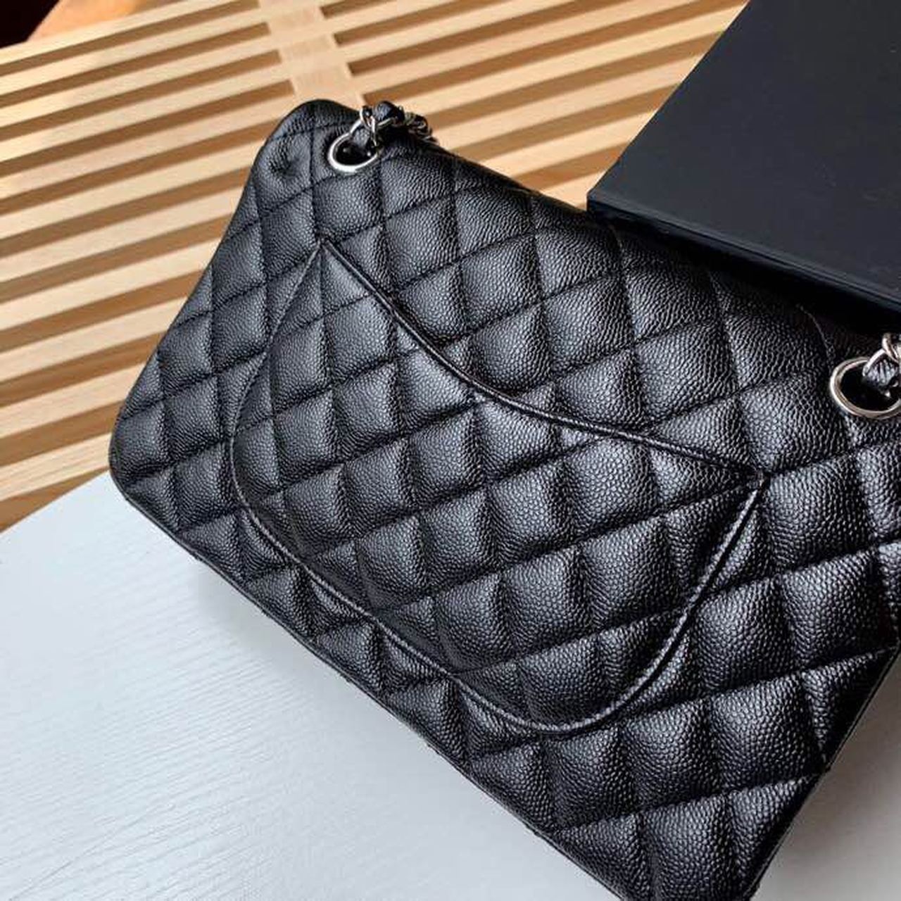 CHL Classic Handbag Silver Hardware Black For Women, Women’s Bags, Shoulder And Crossbody Bags 10.2in/26cm A01112