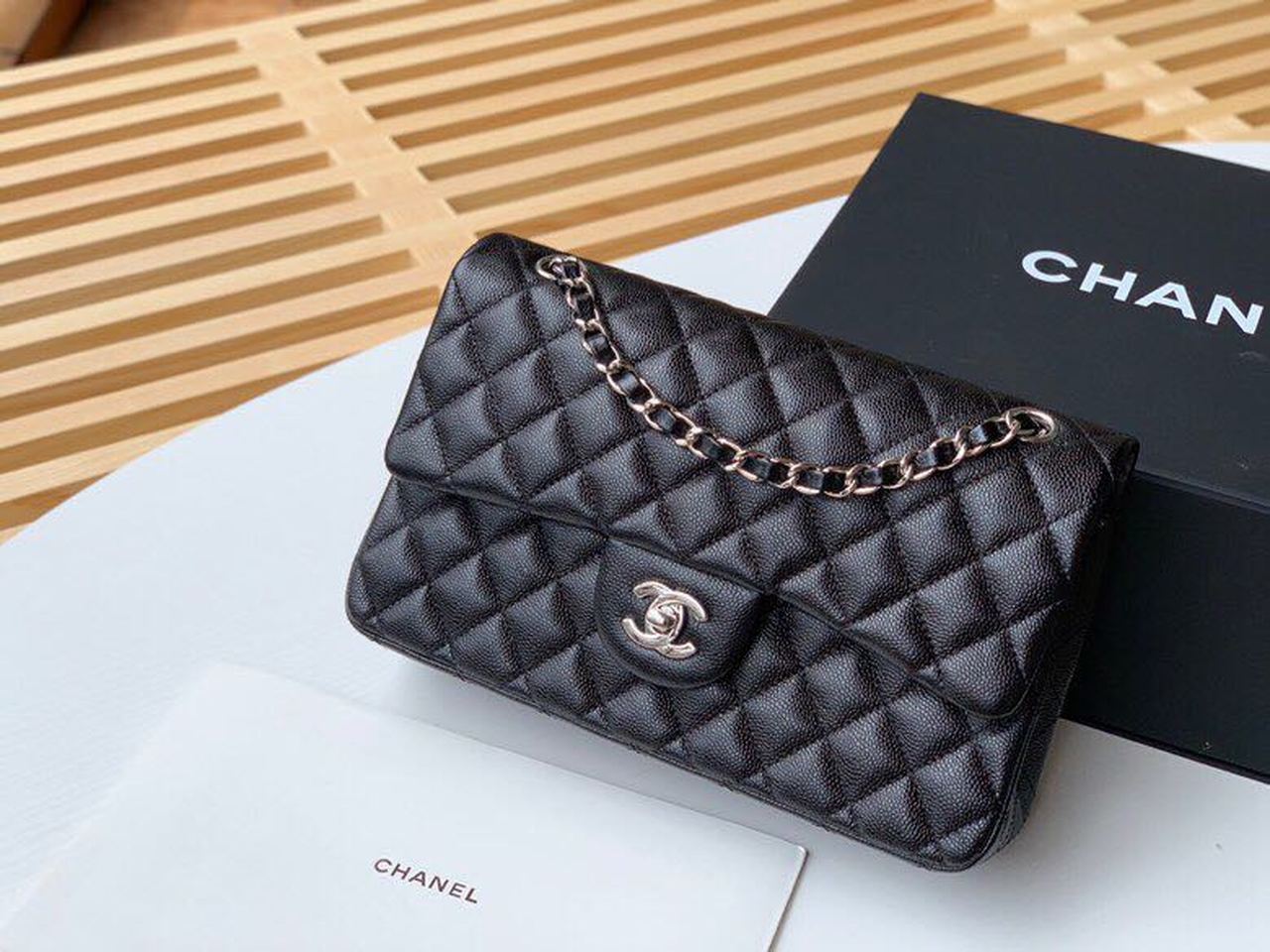 CHL Classic Handbag Silver Hardware Black For Women, Women’s Bags, Shoulder And Crossbody Bags 10.2in/26cm A01112