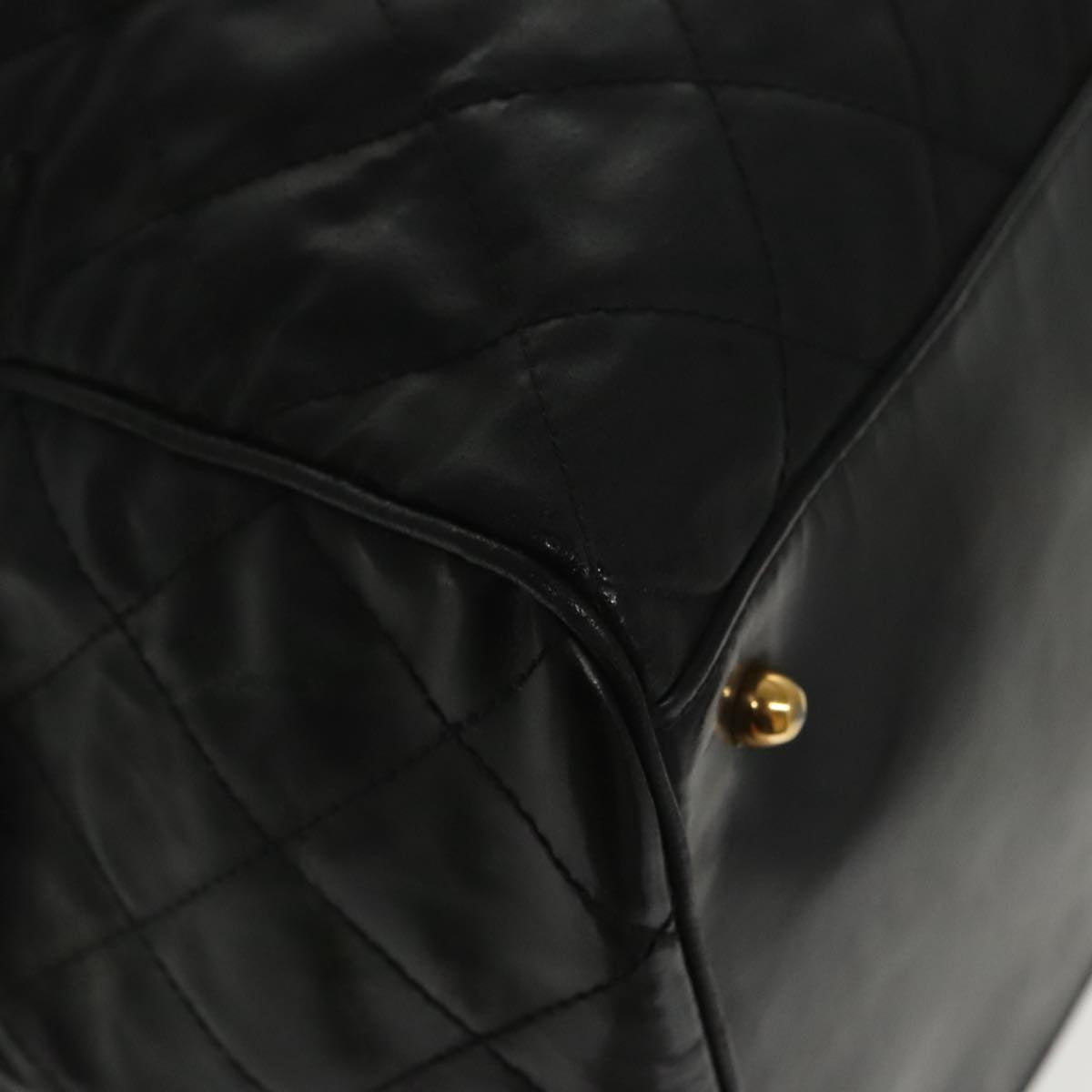 CHANEL Boston Bag Leather 2way Black Gold CC 94229