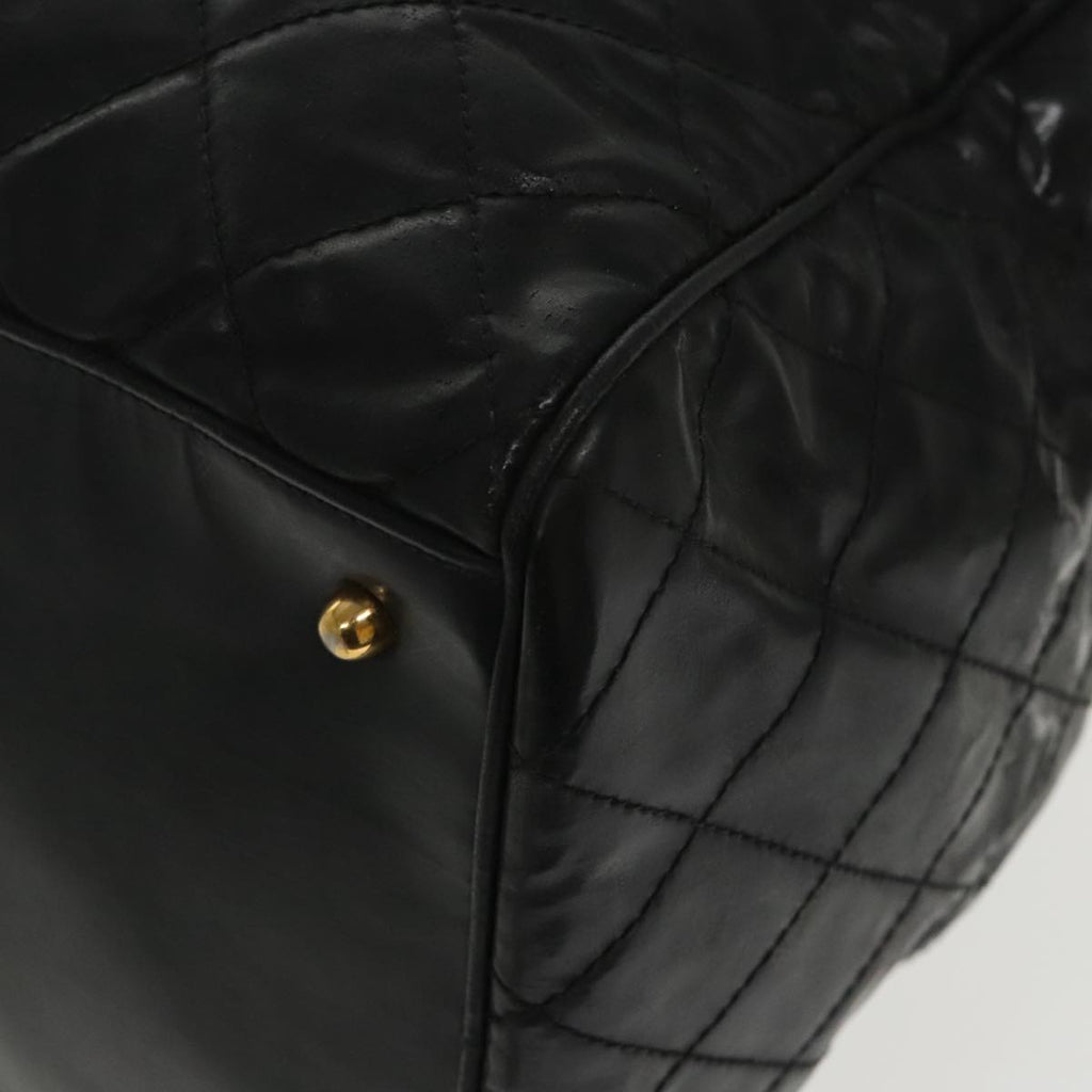 CHANEL Boston Bag Leather 2way Black Gold CC 94229