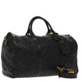 CHANEL Boston Bag Leather 2way Black Gold CC 94229