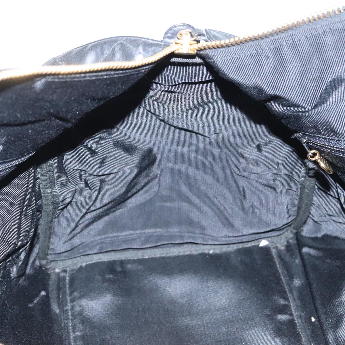 CHANEL Boston Bag Leather 2way Black Gold CC 94229