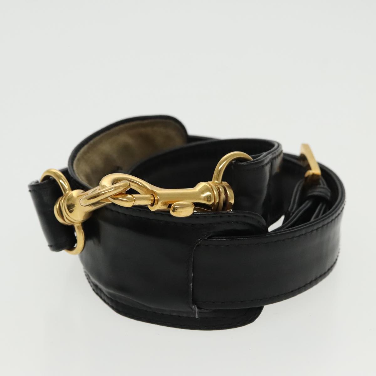 CHANEL Boston Bag Leather 2way Black Gold CC 94229