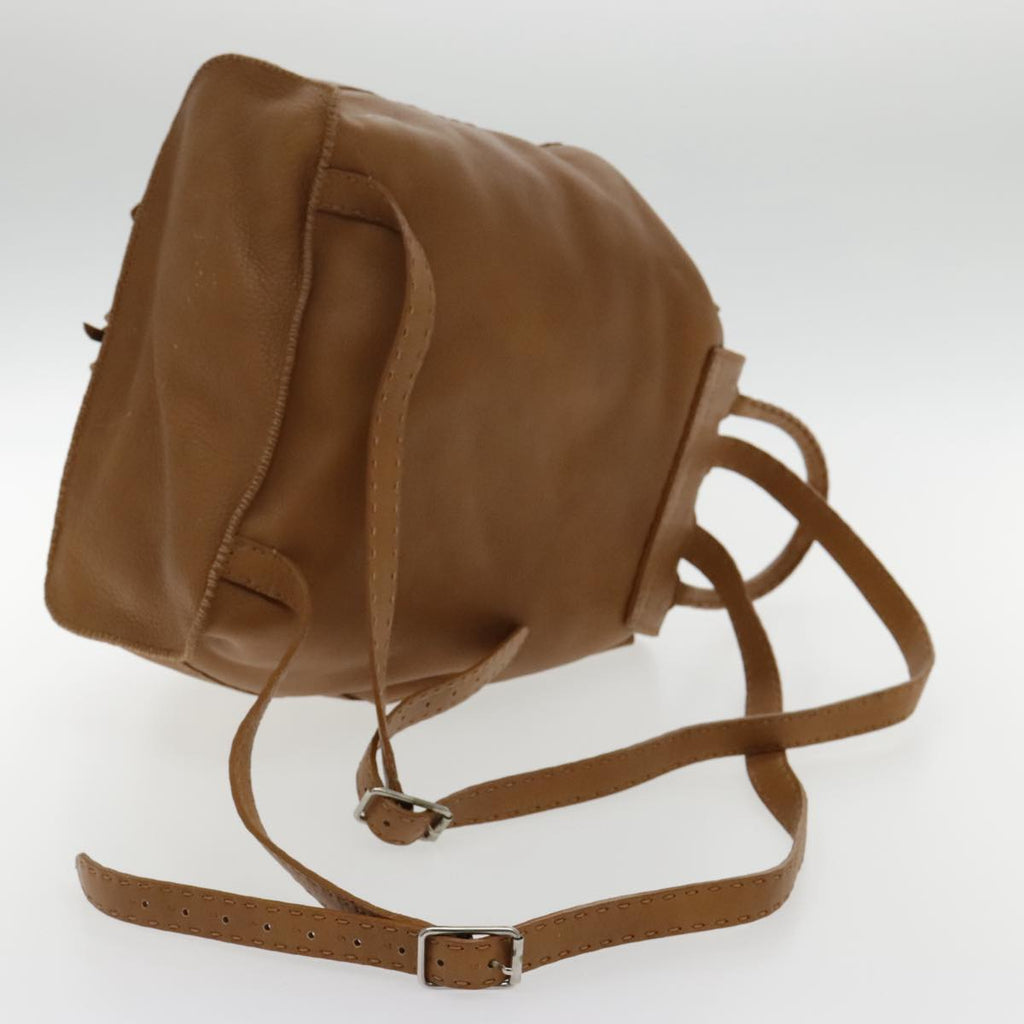 FENDI Backpack Leather Gold Brown 94235