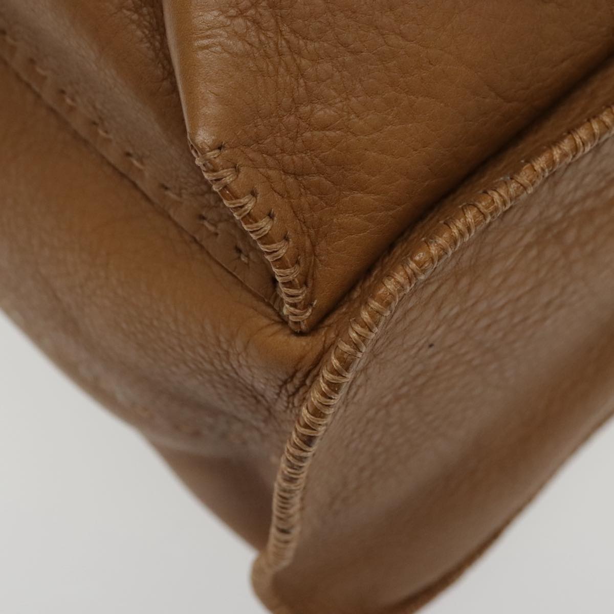 FENDI Backpack Leather Gold Brown 94235