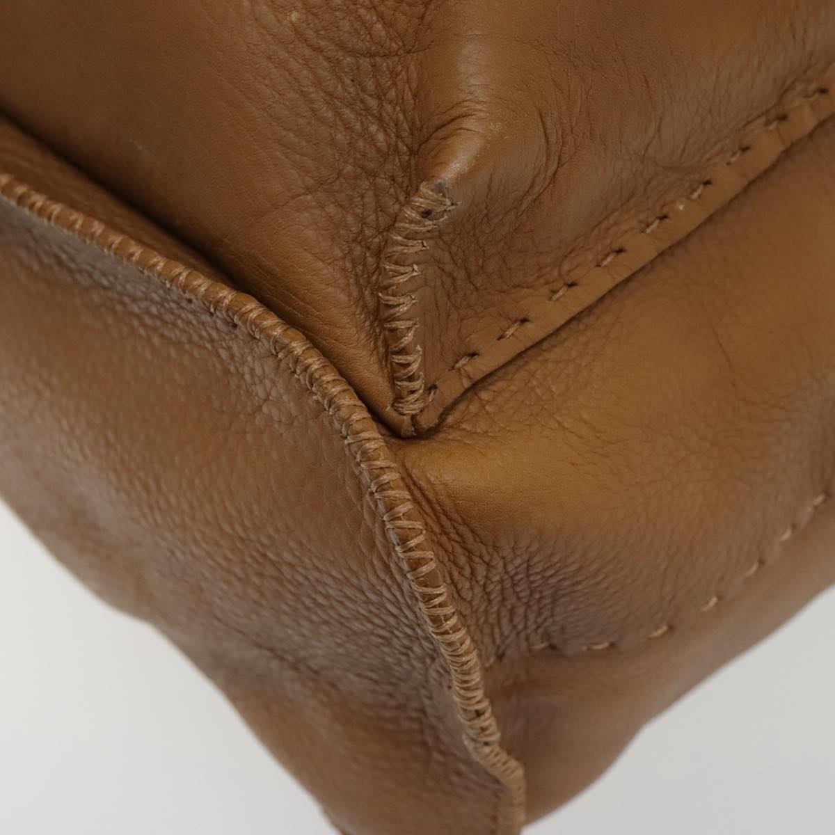 FENDI Backpack Leather Gold Brown 94235
