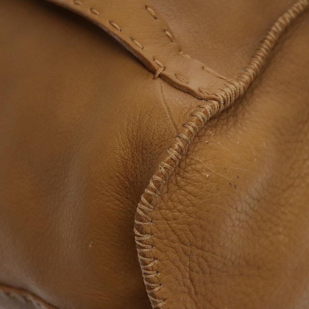 FENDI Backpack Leather Gold Brown 94235
