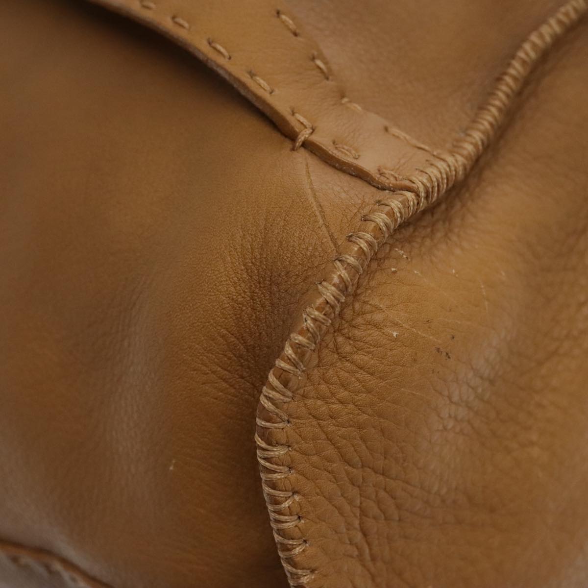 FENDI Backpack Leather Gold Brown 94235