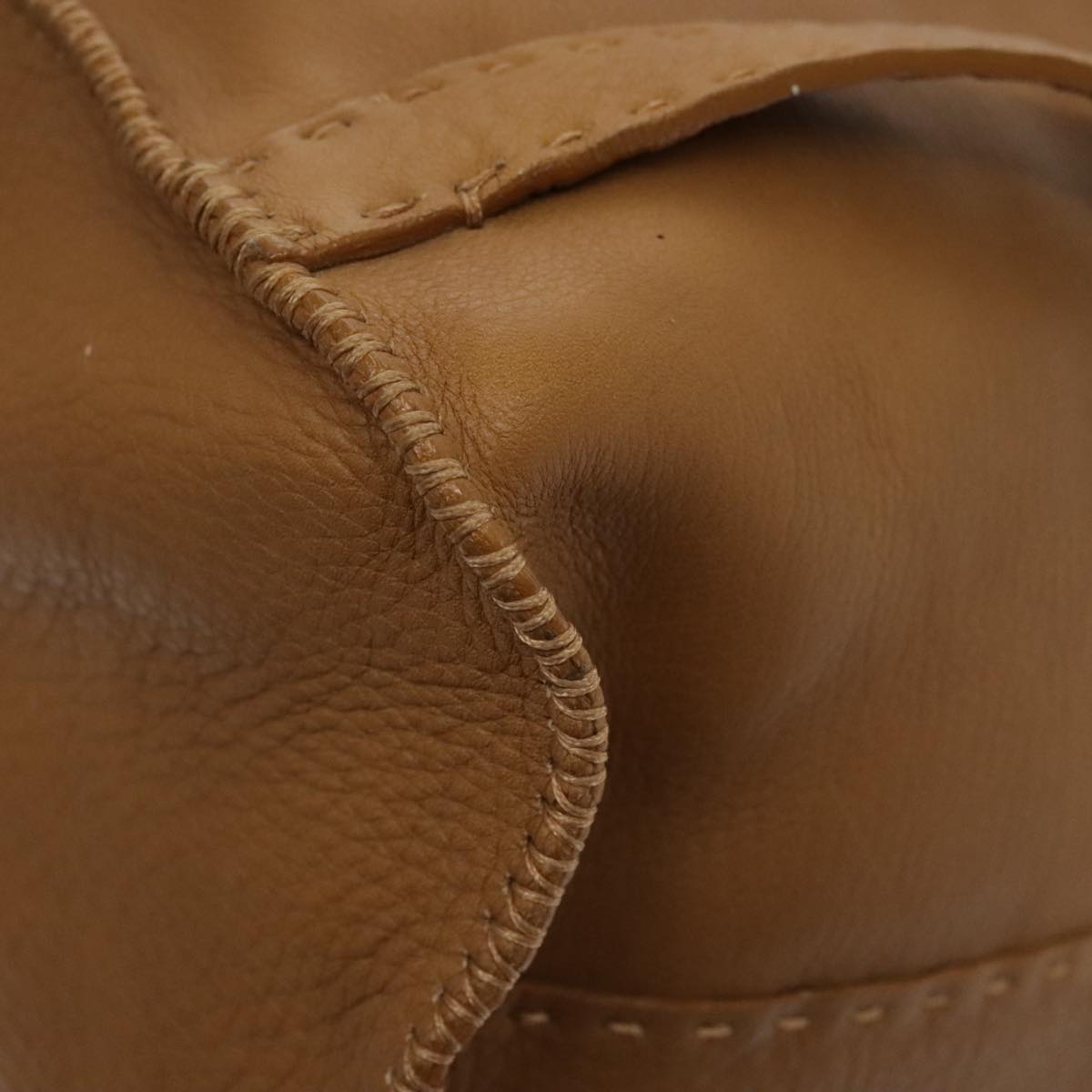 FENDI Backpack Leather Gold Brown 94235