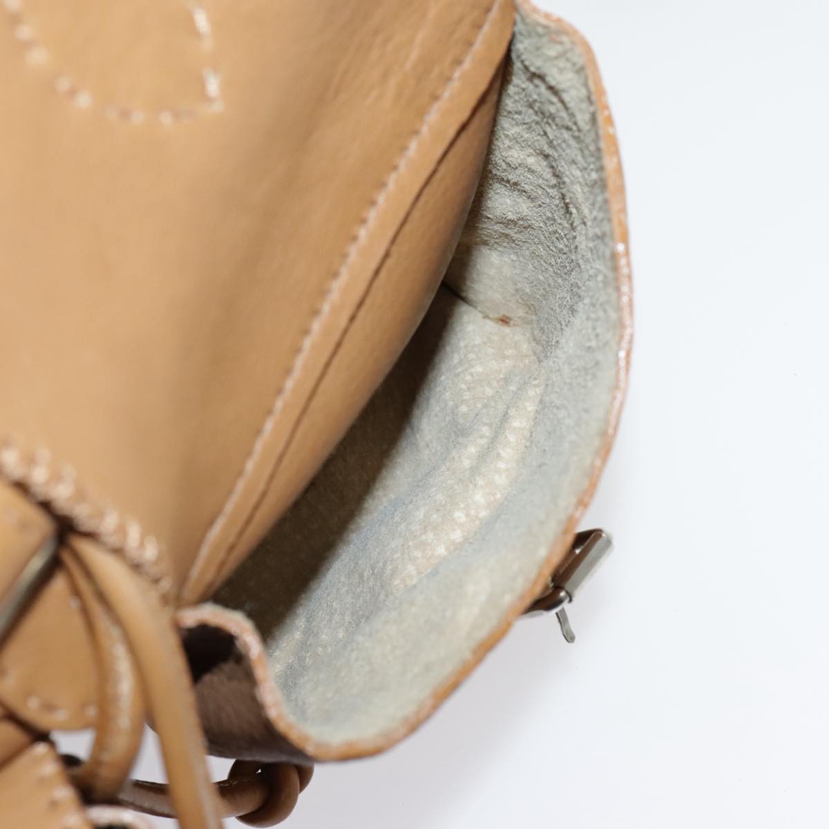 FENDI Backpack Leather Gold Brown 94235