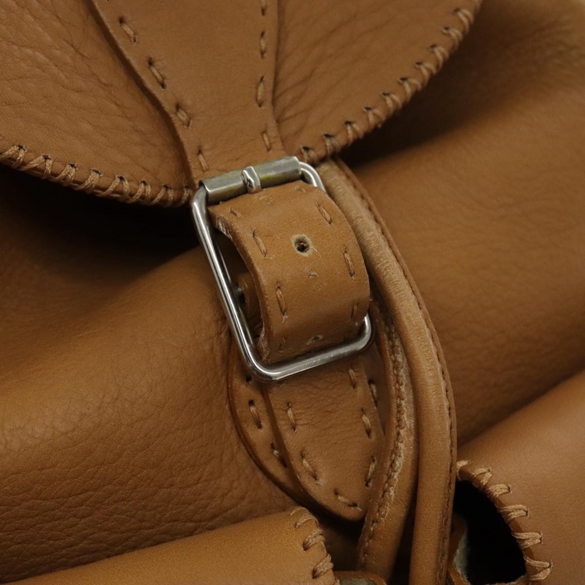 FENDI Backpack Leather Gold Brown 94235