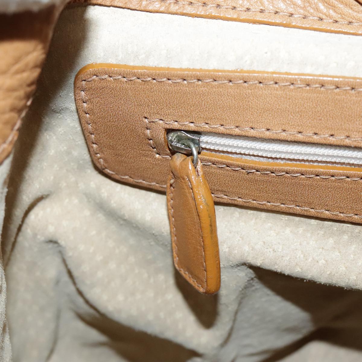 FENDI Backpack Leather Gold Brown 94235
