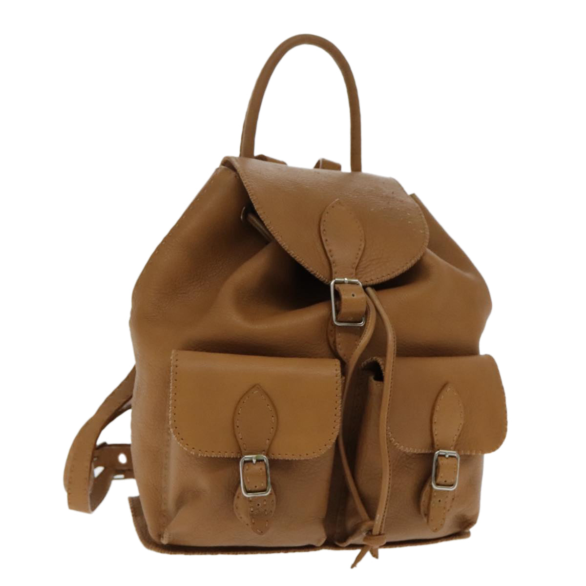 FENDI Backpack Leather Gold Brown 94235