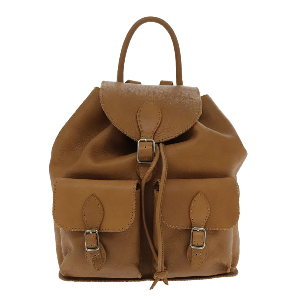FENDI Backpack Leather Gold Brown 94235