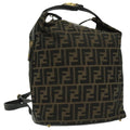 FENDI Zucca Canvas Backpack Brown Black Gold 94295