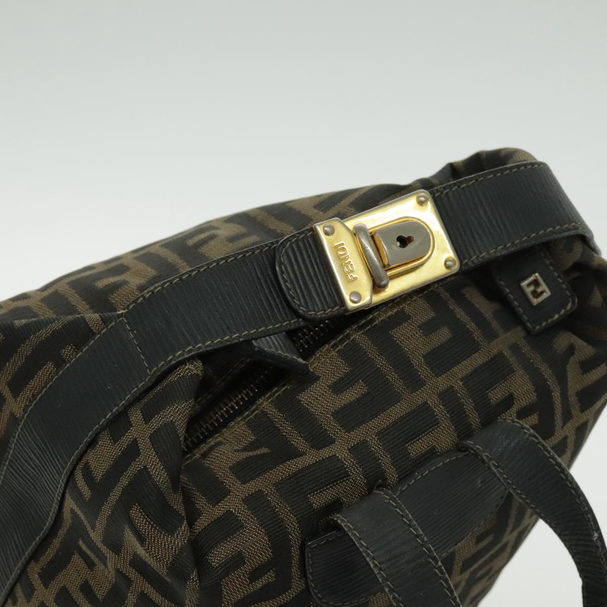 FENDI Zucca Canvas Backpack Brown Black Gold 94295