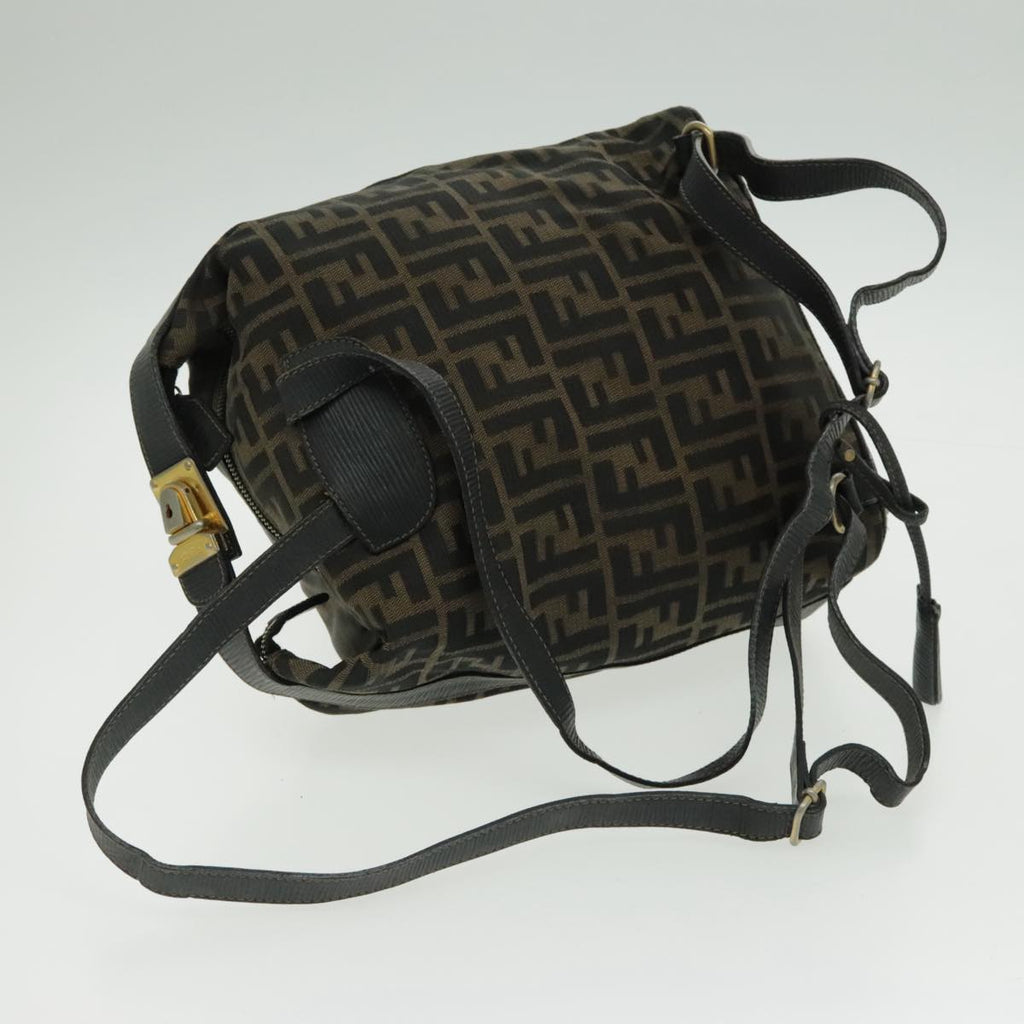 FENDI Zucca Canvas Backpack Brown Black Gold 94295