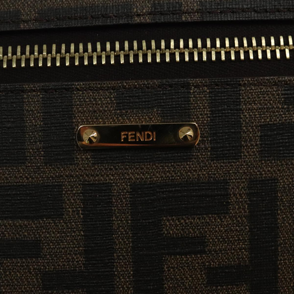 FENDI Zucca Canvas Shoulder Bag Black Brown gold 94296