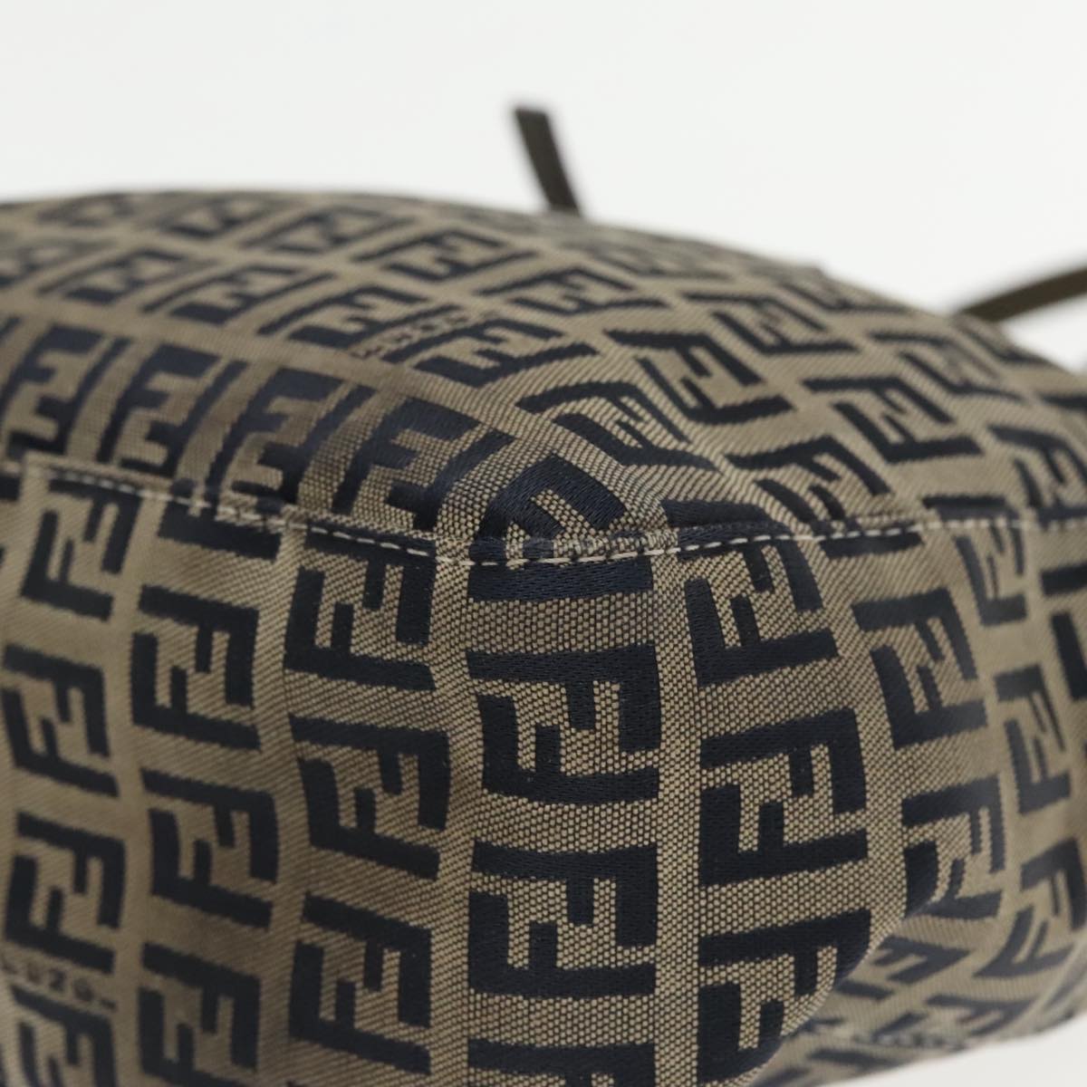 FENDI Zucchino Canvas Hand Bag Navy Silver 94429
