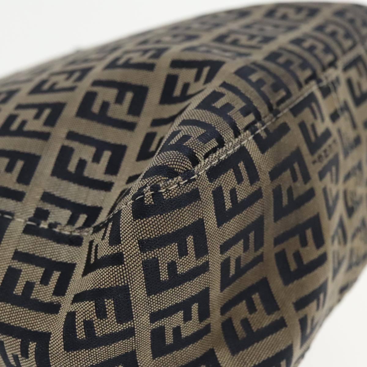 FENDI Zucchino Canvas Hand Bag Navy Silver 94429