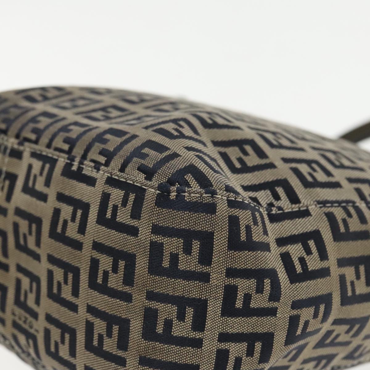 FENDI Zucchino Canvas Hand Bag Navy Silver 94429