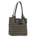 FENDI Zucchino Canvas Hand Bag Navy Silver 94429