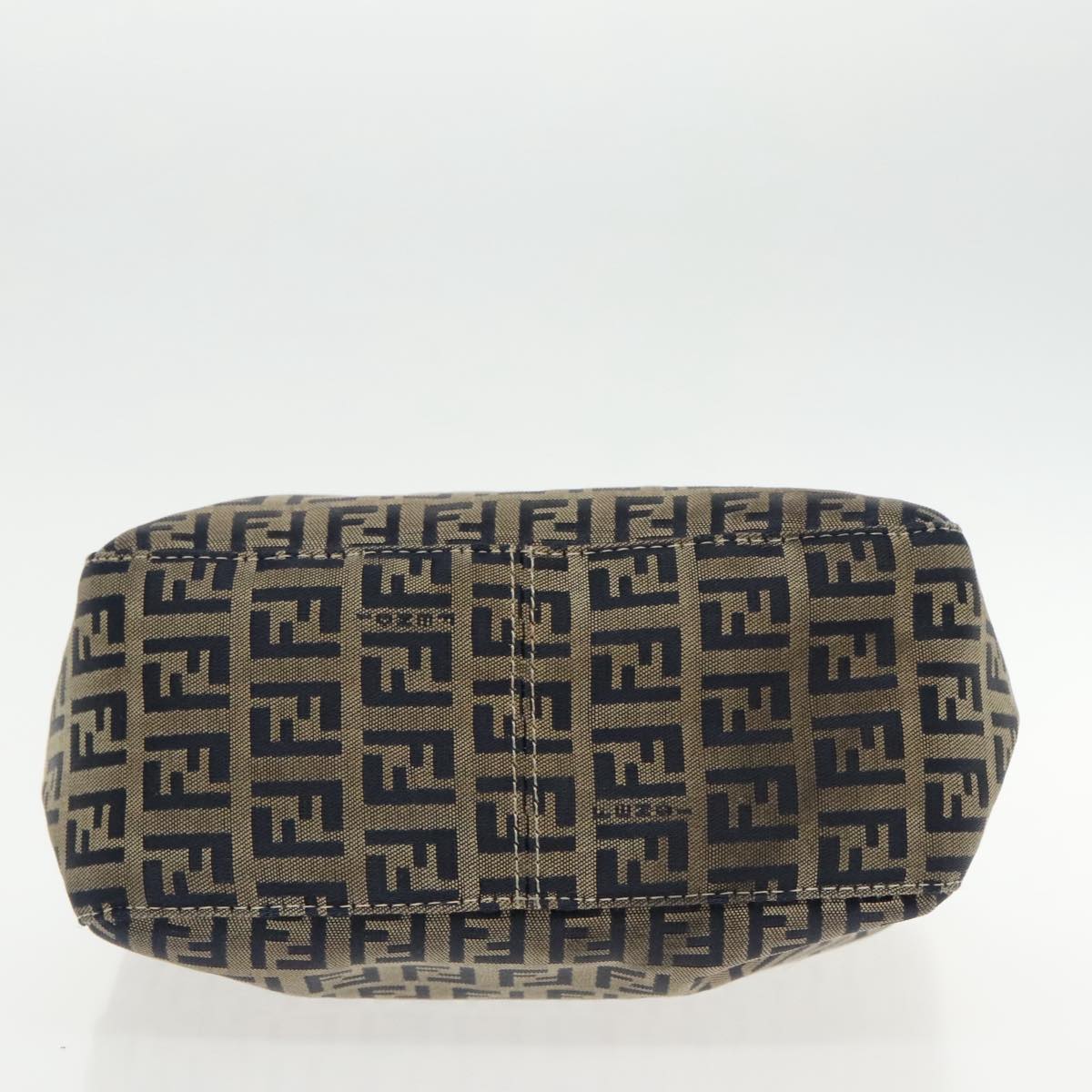 FENDI Zucchino Canvas Hand Bag Navy Silver 94429