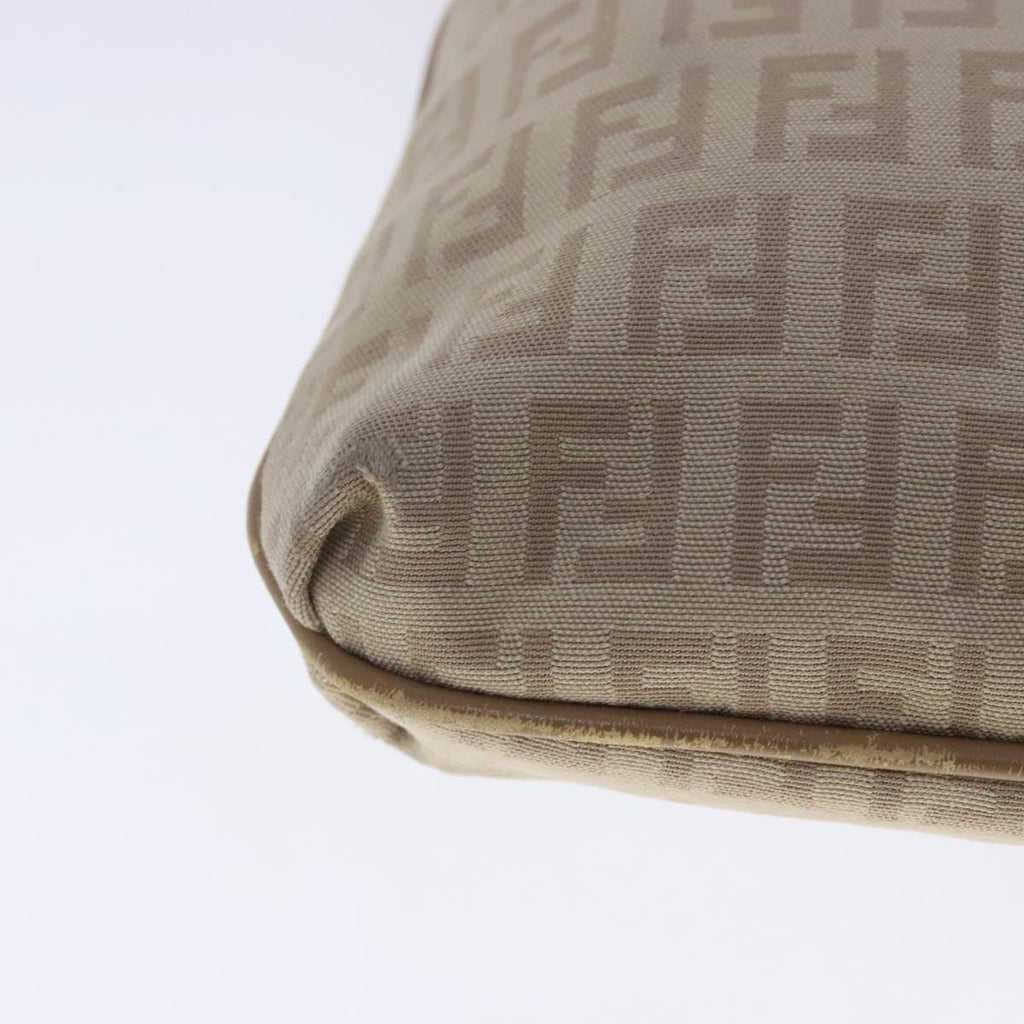 FENDI Zucchino Canvas Shoulder Bag Beige Gold 94453