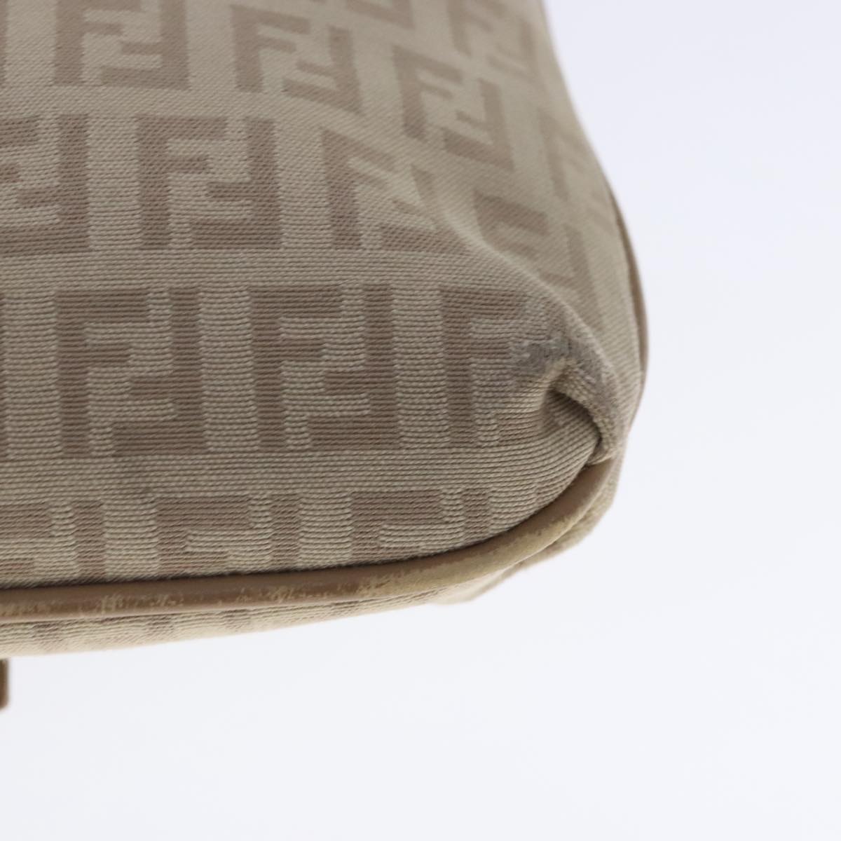 FENDI Zucchino Canvas Shoulder Bag Beige Gold 94453