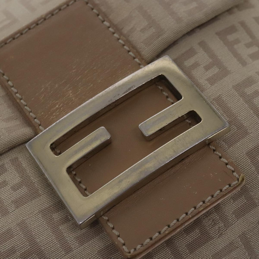 FENDI Zucchino Canvas Shoulder Bag Beige Gold 94453