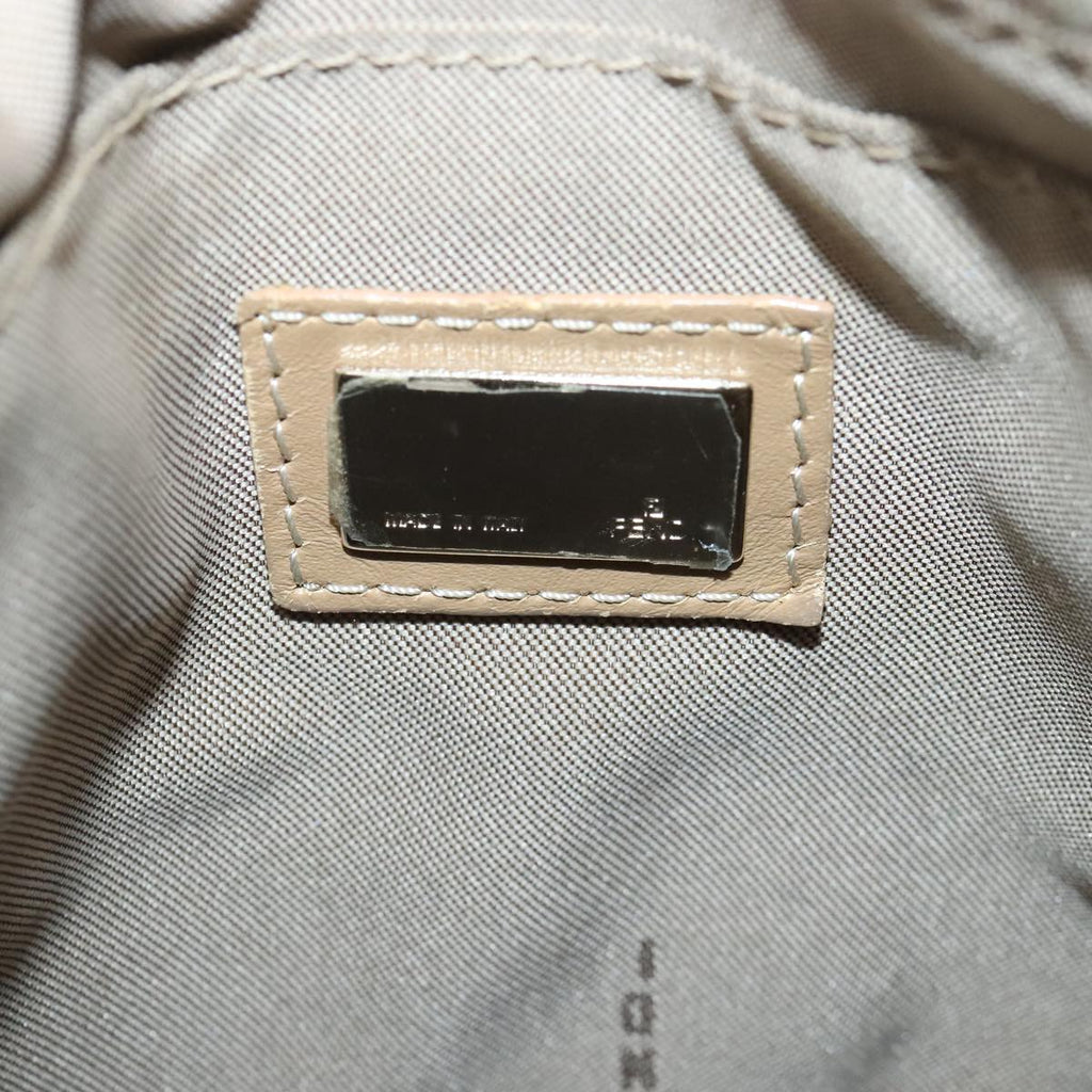 FENDI Zucchino Canvas Shoulder Bag Beige Gold 94453