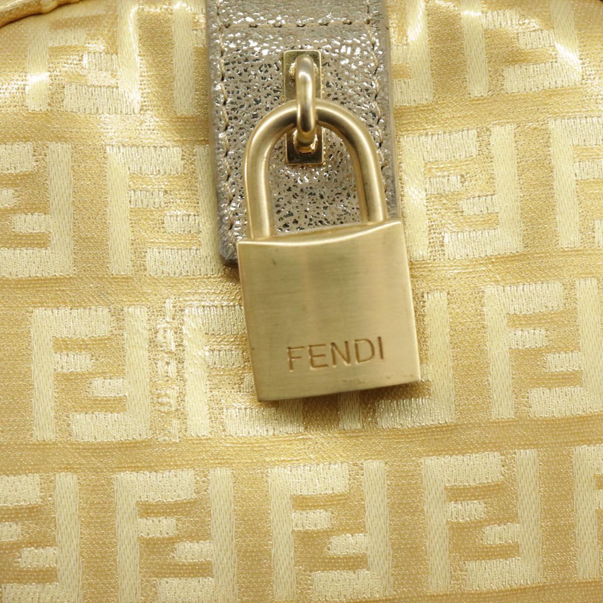 FENDI Zucchino Canvas Hand Bag Gold 94454