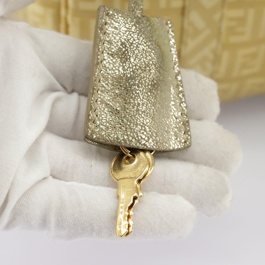 FENDI Zucchino Canvas Hand Bag Gold 94454