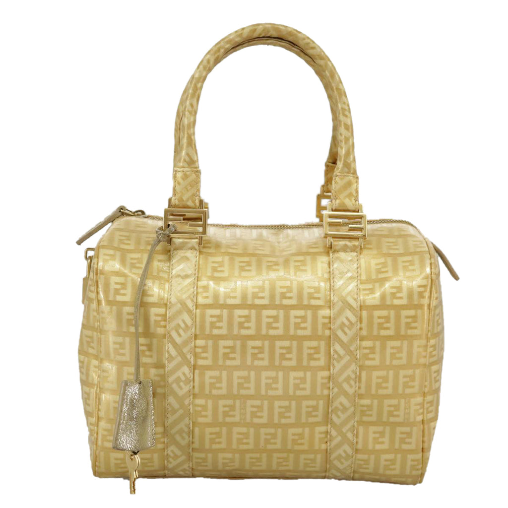 FENDI Zucchino Canvas Hand Bag Gold 94454