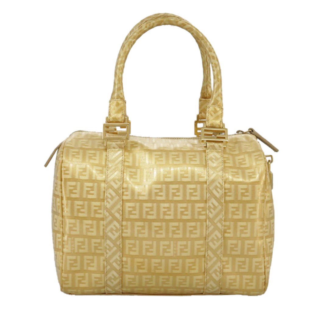 FENDI Zucchino Canvas Hand Bag Gold 94454