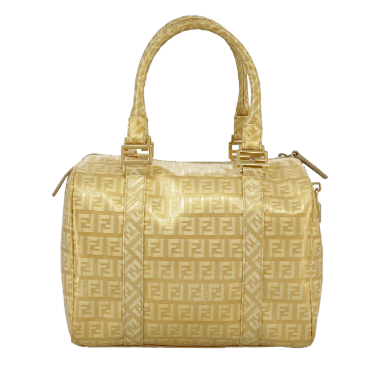 FENDI Zucchino Canvas Hand Bag Gold 94454