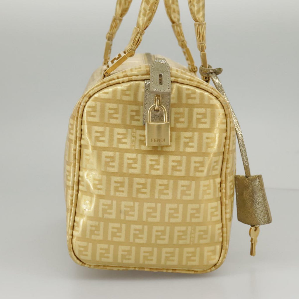 FENDI Zucchino Canvas Hand Bag Gold 94454