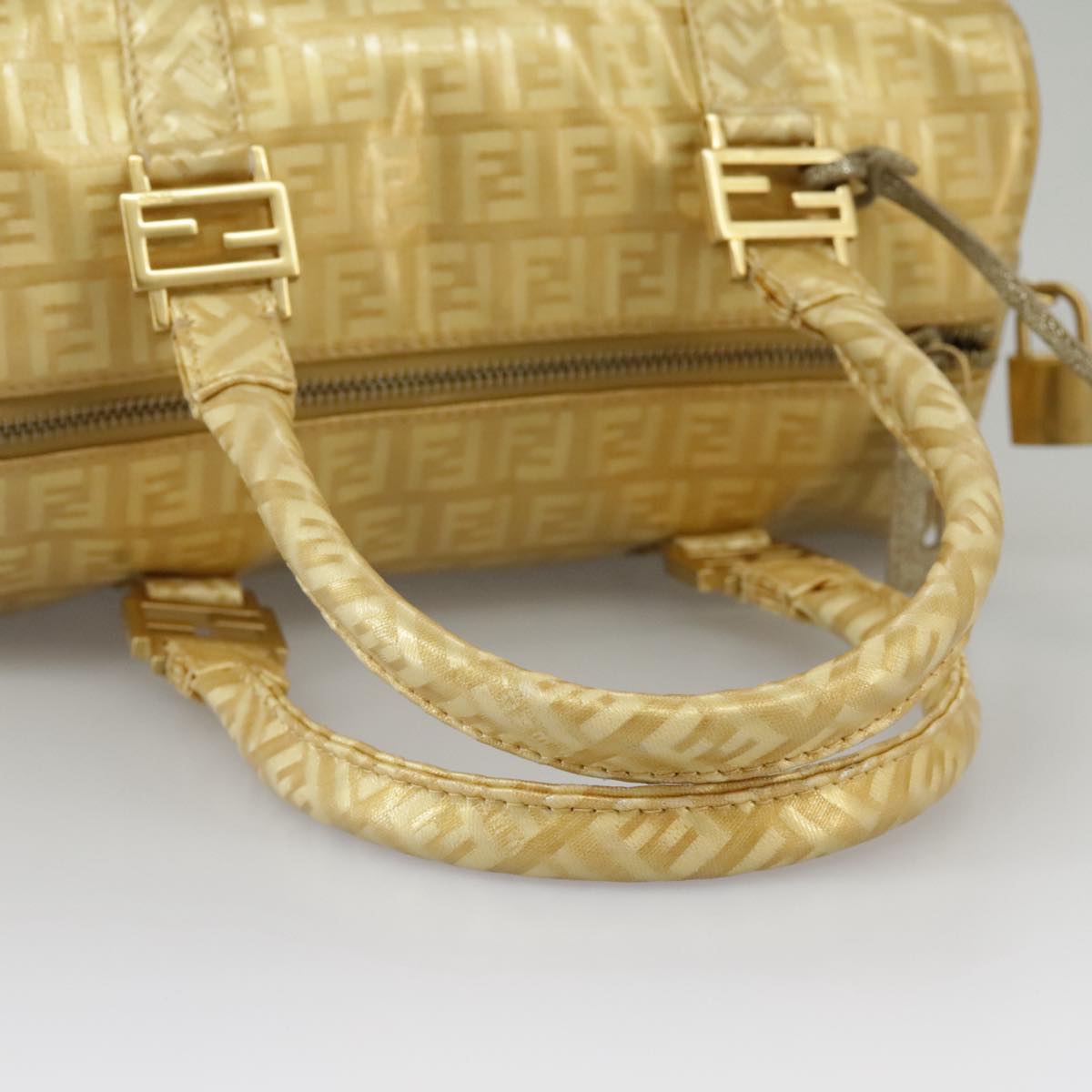 FENDI Zucchino Canvas Hand Bag Gold 94454