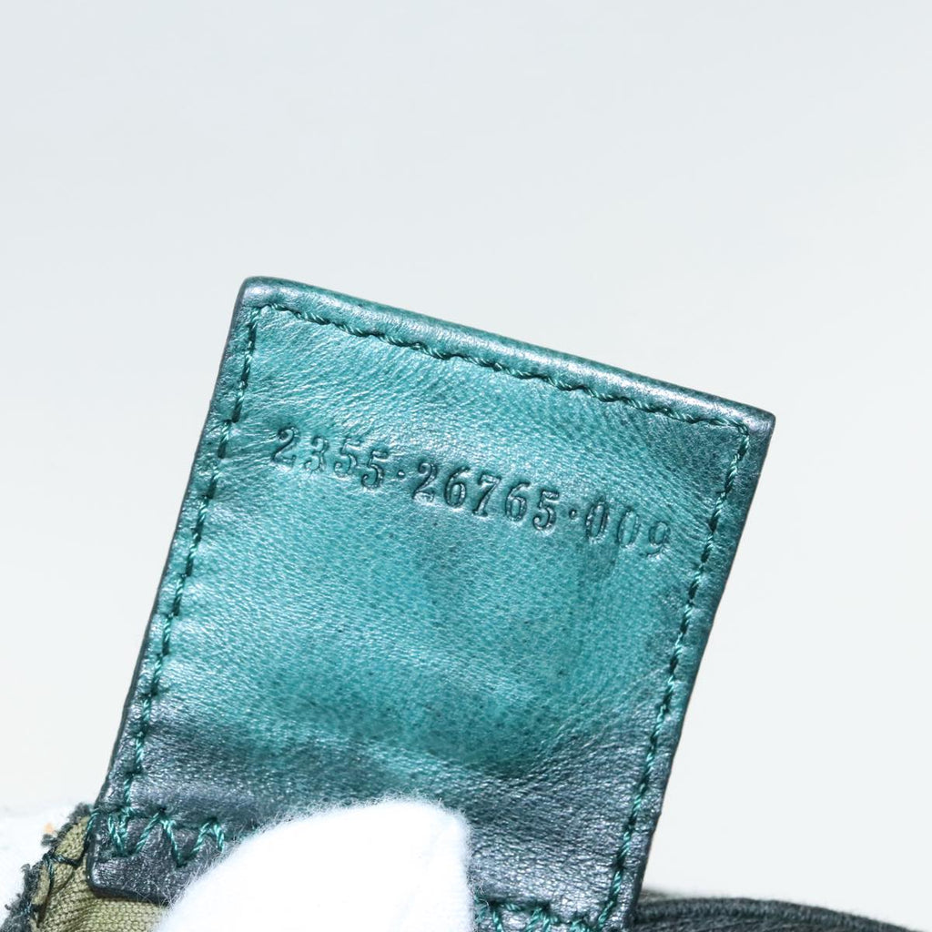 FENDI Mamma Baguette Shoulder Bag Cotton Green Silver 94455