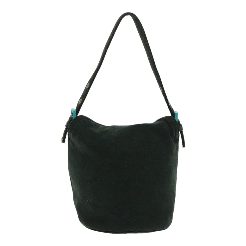FENDI Mamma Baguette Shoulder Bag Cotton Green Silver 94455