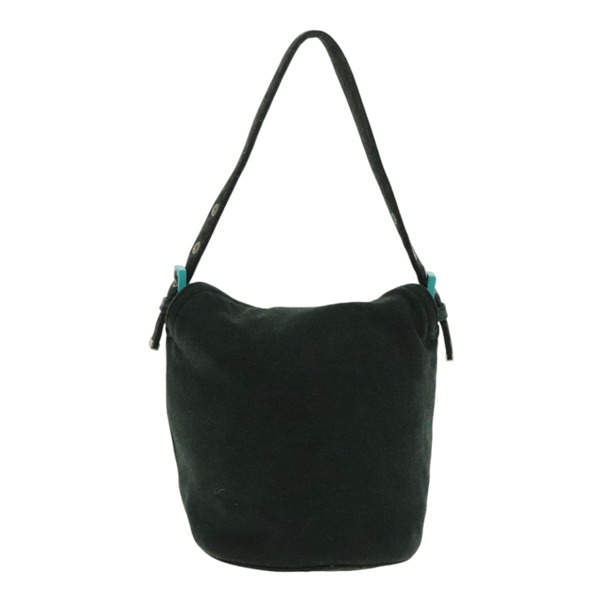 FENDI Mamma Baguette Shoulder Bag Cotton Green Silver 94455