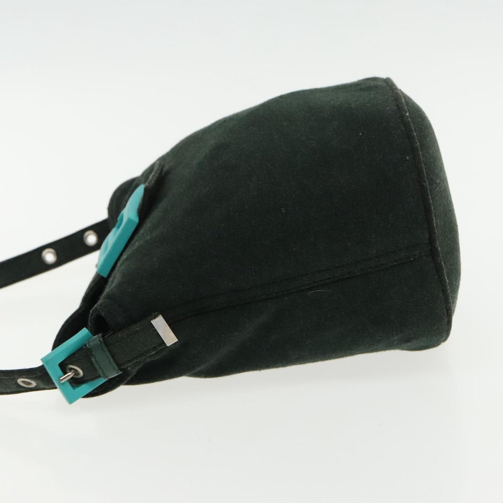 FENDI Mamma Baguette Shoulder Bag Cotton Green Silver 94455