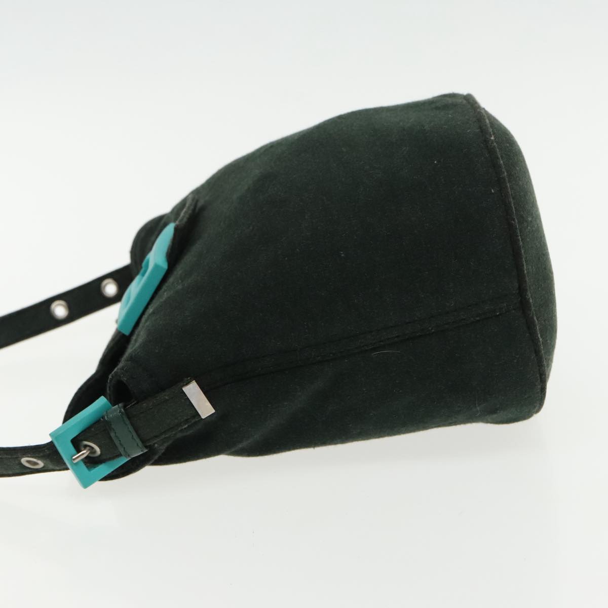 FENDI Mamma Baguette Shoulder Bag Cotton Green Silver 94455