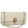 CHANEL Chain East West Shoulder Bag Leather White CC 94488