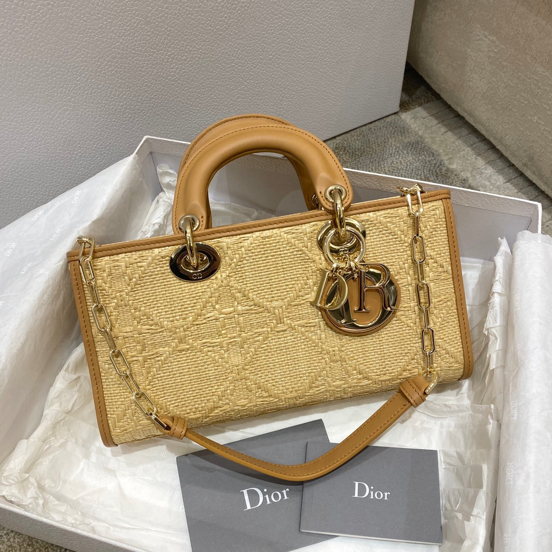 GLAMI Lady D-Joy Bag Natural Cannage Raffia, Brown Handbags, 26cm CD M0540OMBD_M925