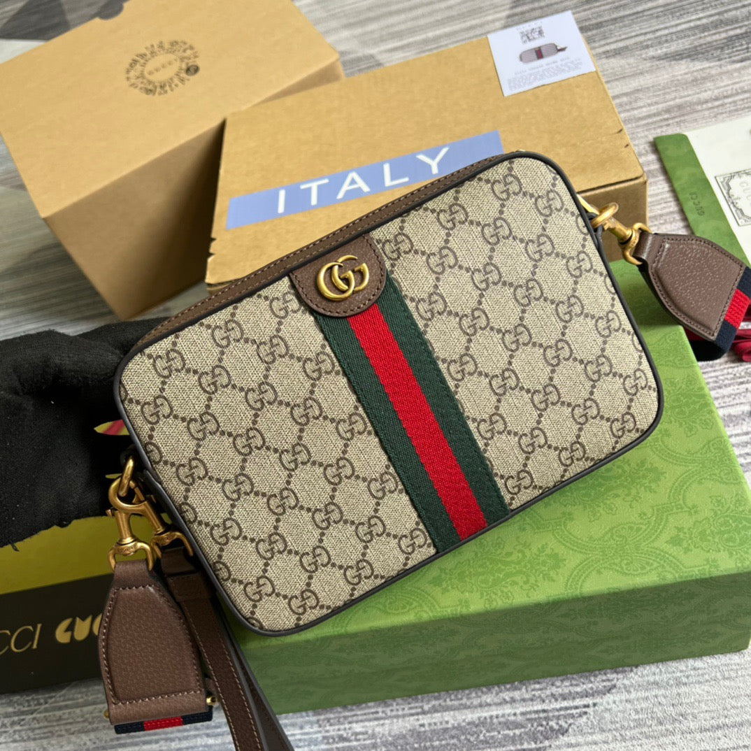 gg Ophidia gg Shoulder Bag Beige And Ebony gg Supreme Canvas For Women  9.2in/23cm gg 699439 9C2ST 8920