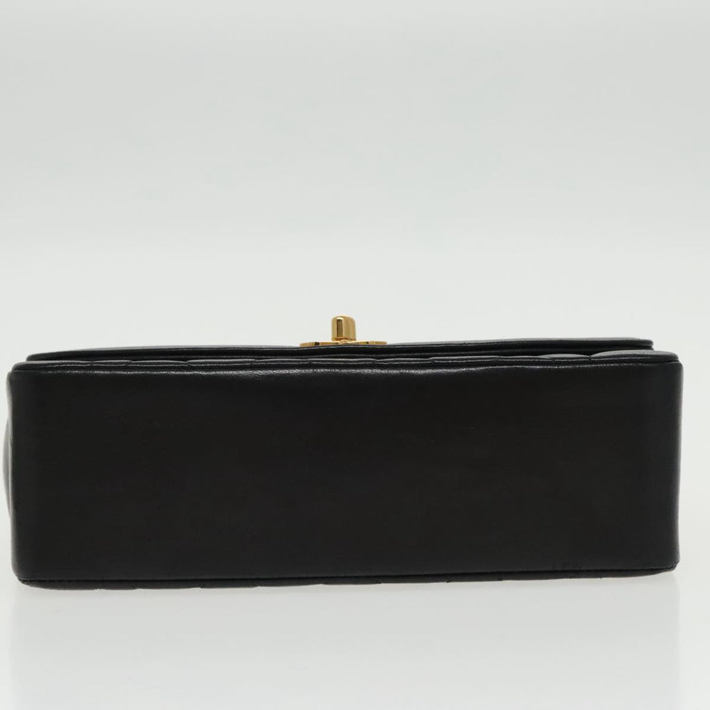 CHANEL Diana Matelasse Chain Shoulder Bag Lamb Skin Black Gold CC 94641S