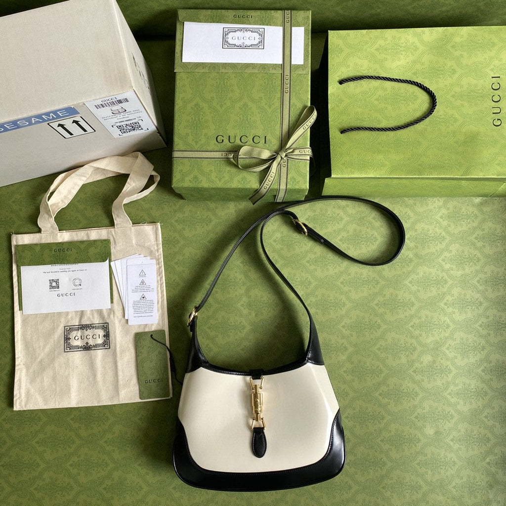 Glami Jackie 1961 Small Shoulder Bag White With Black 11in/28cm 636706 10OBG 9099